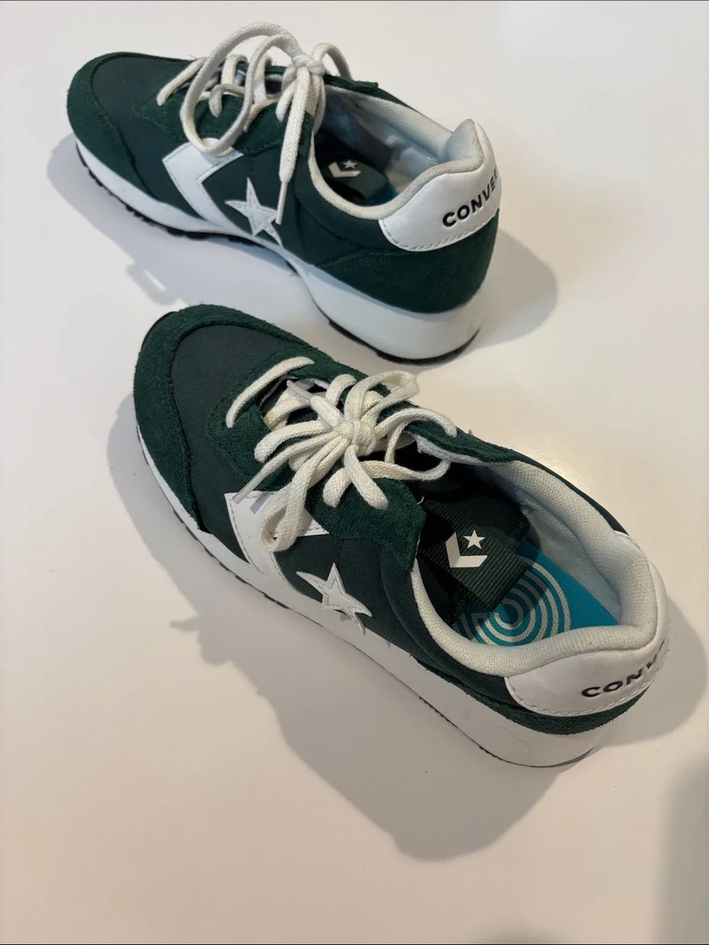 Kids Converse Green and White Low-Top Retro Sneakers